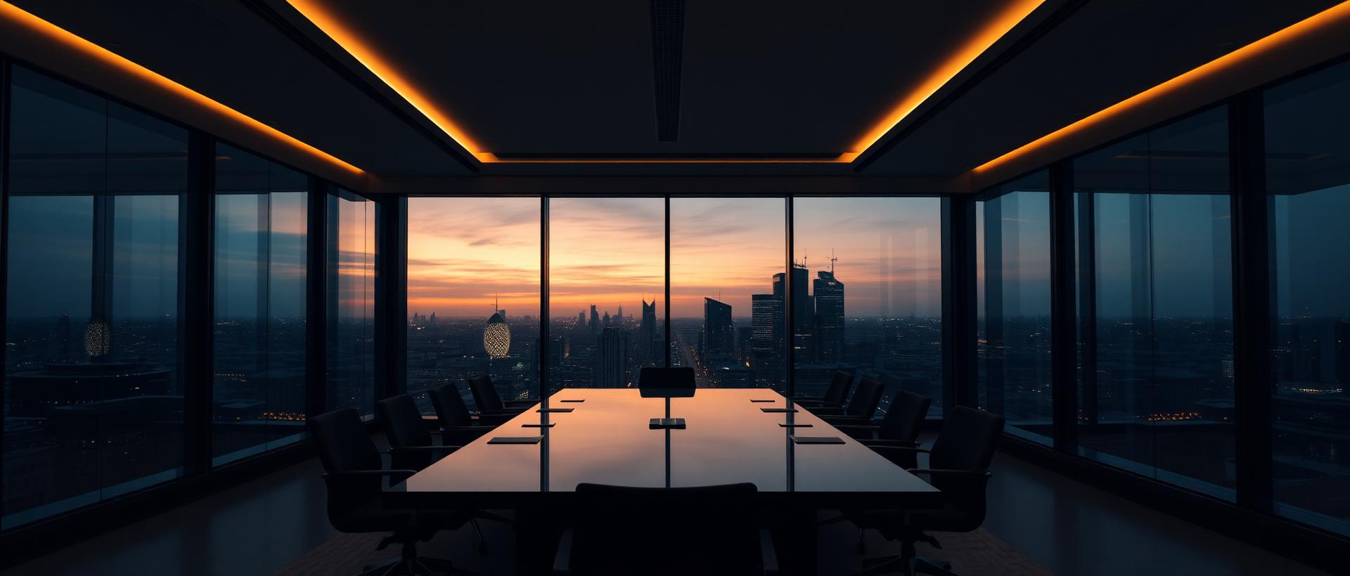 Executive boardroom overlooking the city